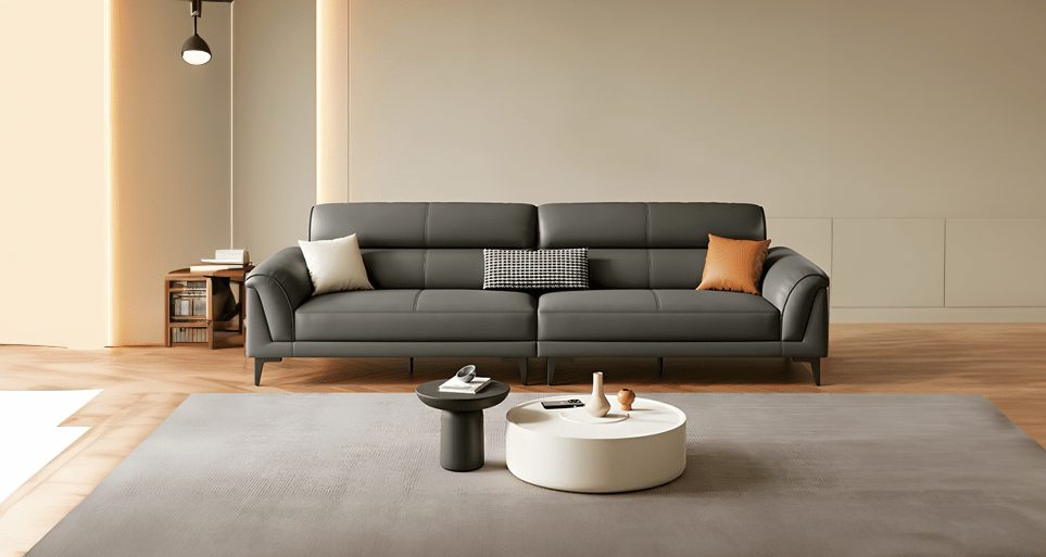 Classic black leather sofa, a bold statement by Estre.