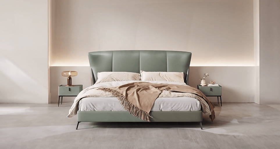 Chic single bed design, modern aesthetics by Estre Furniture Bangalore.