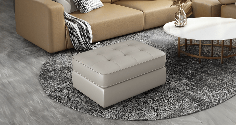 Cleverly designed storage ottoman, aesthetic meets utility at Estre.