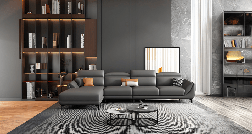 Exclusive 5 seater L shape sofa, smartly designed for modern families by Estre.