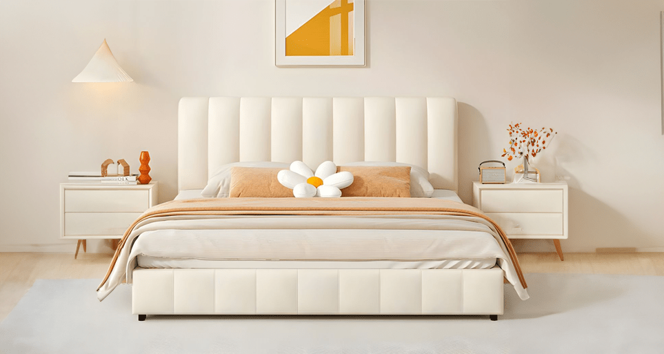 Elegant double bed design, merging function and fashion with Estre.