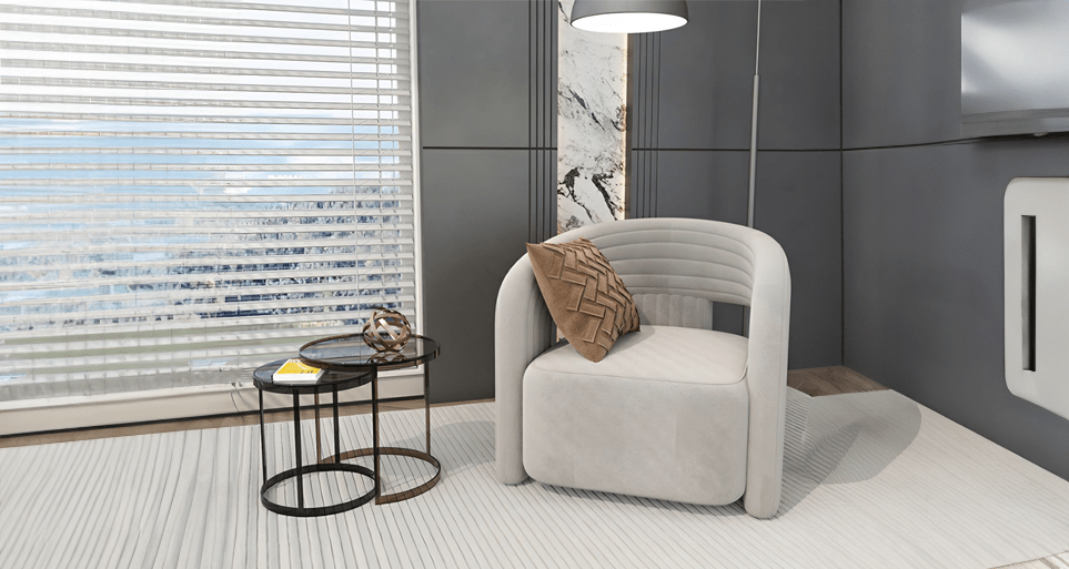 Bedroom accent chairs by Estre, enhancing Bangalore's sleeping quarters