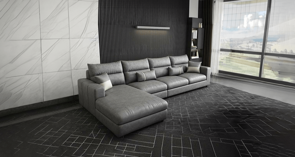 Custom Made Estre's 7 seater L shape sofa, tailored for luxurious comfort.