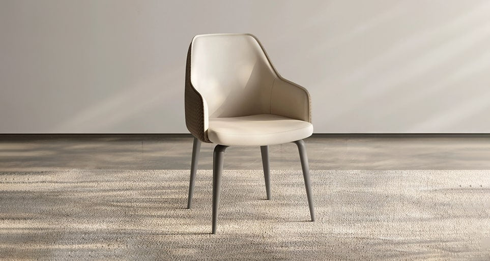 Sleek metal dining chairs, adding a modern edge with Estre.