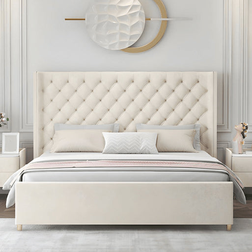 Estre Flavia Customizable Upholstered Bed with Optional Storage - Elegant & Comfortable Bedroom Furniture