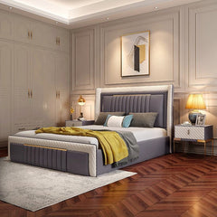 Estre Matita Customizable Upholstered Bed - Minimalist Design with Optional Storage Capabilities