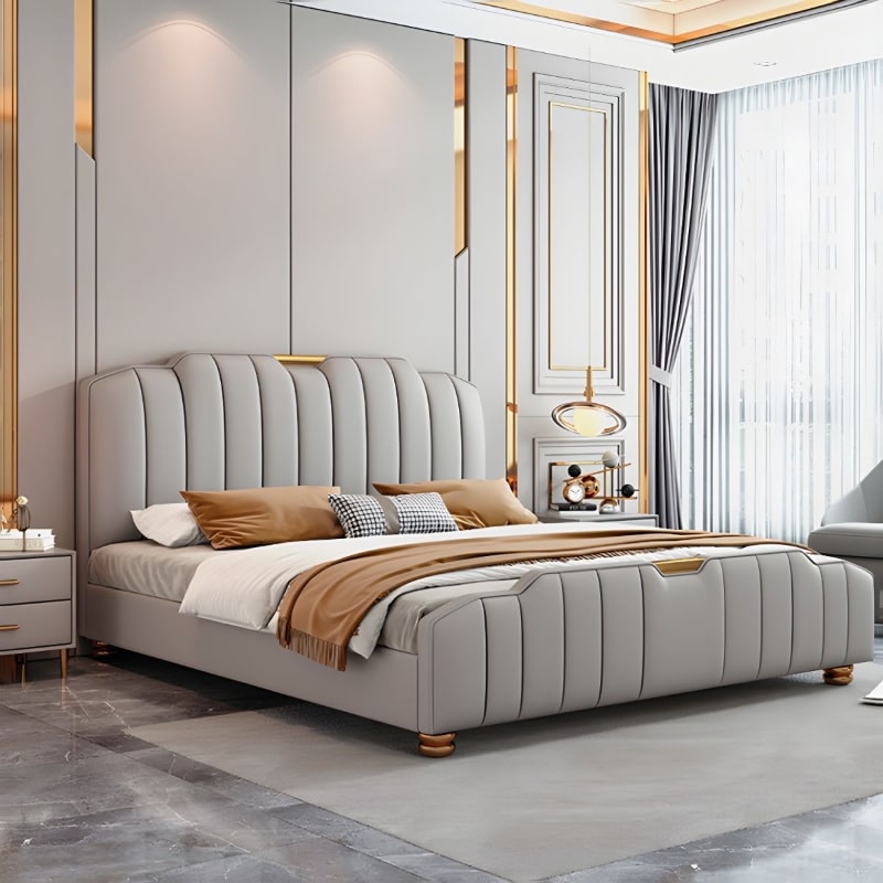 Estre Raphia Customizable Upholstered Bed with Optional Storage - Classic and Refined Design