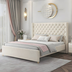 Estre Flavia Customizable Upholstered Bed with Optional Storage - Elegant & Comfortable Bedroom Furniture