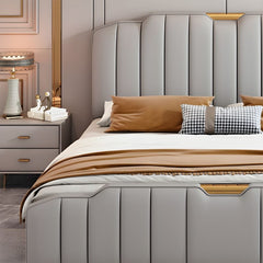 Estre Raphia Customizable Upholstered Bed with Optional Storage - Classic and Refined Design