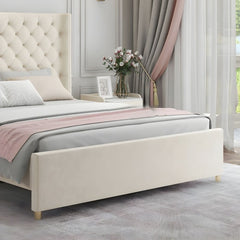 Estre Flavia Customizable Upholstered Bed with Optional Storage - Elegant & Comfortable Bedroom Furniture