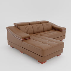 Leather Sofa Rossato | Adjustable Headrest & Wooden Panel Armrests | Premium Design with Console Options: Speakers, Storage, & Cup Holders | Direct from Factory