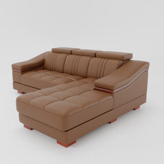 Leather Sofa Rossato | Adjustable Headrest & Wooden Panel Armrests | Premium Design with Console Options: Speakers, Storage, & Cup Holders | Direct from Factory