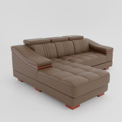 Leather Sofa Rossato | Adjustable Headrest & Wooden Panel Armrests | Premium Design with Console Options: Speakers, Storage, & Cup Holders | Direct from Factory