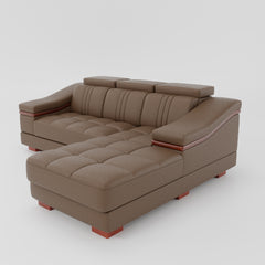 Leather Sofa Rossato | Adjustable Headrest & Wooden Panel Armrests | Premium Design with Console Options: Speakers, Storage, & Cup Holders | Direct from Factory