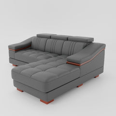 Leather Sofa Rossato | Adjustable Headrest & Wooden Panel Armrests | Premium Design with Console Options: Speakers, Storage, & Cup Holders | Direct from Factory