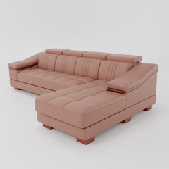 Leather Sofa Rossato | Adjustable Headrest & Wooden Panel Armrests | Premium Design with Console Options: Speakers, Storage, & Cup Holders | Direct from Factory