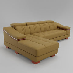 Leather Sofa Rossato | Adjustable Headrest & Wooden Panel Armrests | Premium Design with Console Options: Speakers, Storage, & Cup Holders | Direct from Factory