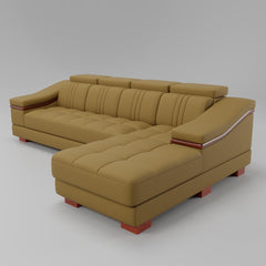 Leather Sofa Rossato | Adjustable Headrest & Wooden Panel Armrests | Premium Design with Console Options: Speakers, Storage, & Cup Holders | Direct from Factory