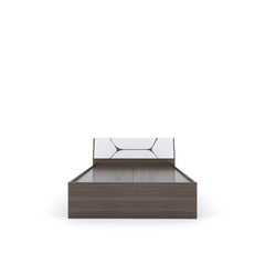 ESTRE Dhalia Queen Bed With Storage In Dark Acacia With Frosty White Colour