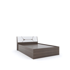 ESTRE Dhalia Queen Bed With Storage In Dark Acacia With Frosty White Colour