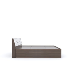 ESTRE Dhalia Queen Bed With Storage In Dark Acacia With Frosty White Colour