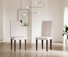 ESTRE Cranberry Set of 2 Dining Chair with Fully Cushioned Fabric base and back in Walnut color