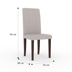 ESTRE Cranberry Set of 2 Dining Chair with Fully Cushioned Fabric base and back in Walnut color