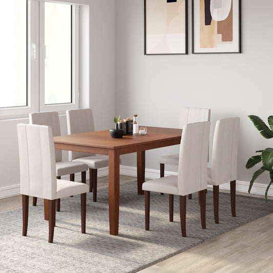 ESTRE Elderberry Solid Wood 6-Seater Dinning Table | 6-Fully Cushioned Fabric Dining Chair in Walnut Finish