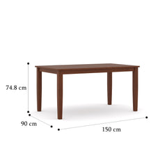 ESTRE Elderberry Solid  Wood 6-Seater Dinning Table | 4-Cushioned Fabric Dining Chair  | 1-Cushioned Fabric Dining Bench in Walnut Finish