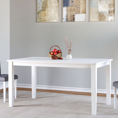 ESTRE Elderberry Solid Rubber Wood 6-Seater Dinning Table in White Finish