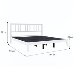 ESTRE Rattle Pod Solid Wood Queen Size Bed in White Color