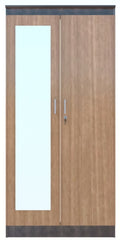 ESTRE Lily 2 Door Wardrobe With Mirror In Wyoming Maple With Urban Teak Colour