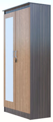 ESTRE Lily 2 Door Wardrobe With Mirror In Wyoming Maple With Urban Teak Colour