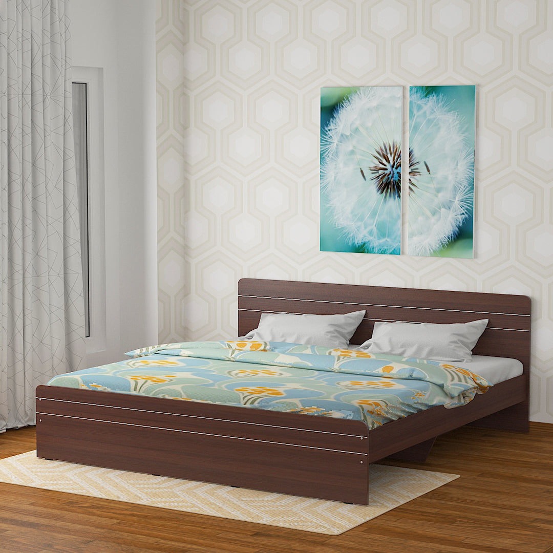 ESTRE Freesia Queen Size Bed In Dark Acacia Colour