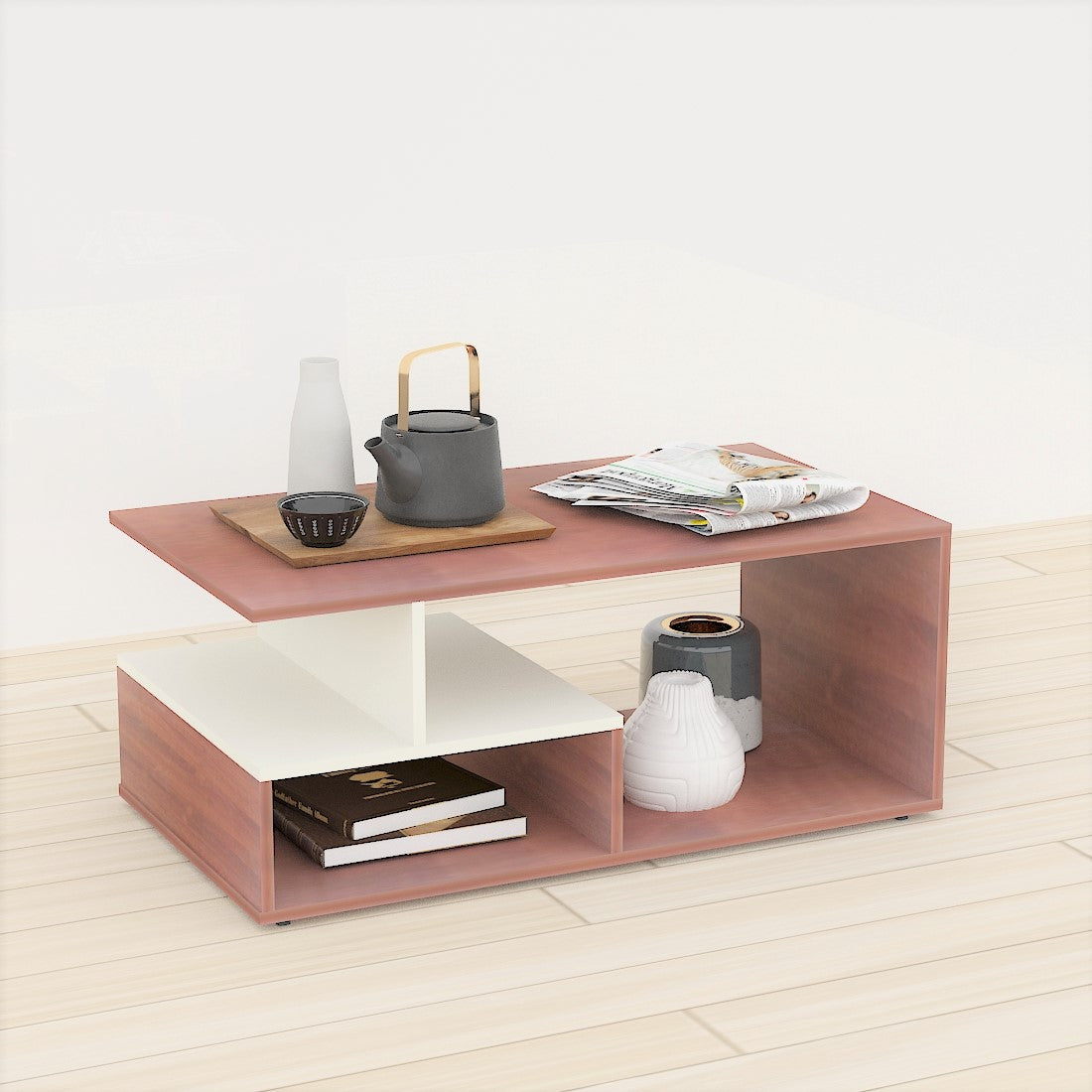 ESTRE Wallflower Coffee Table In Lyon Teak With Frosty White Colour