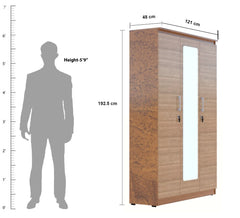 ESTRE Jasmine 3 Door Wardrobe With Mirror In Teak Colour