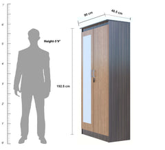 ESTRE Lily 2 Door Wardrobe With Mirror In Wyoming Maple With Urban Teak Colour