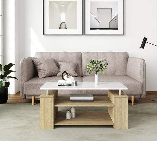 ESTRE Sage Coffee Table In Urban Teak With Frosty White Colour