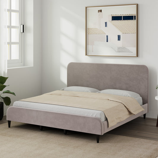 ESTRE Plumeria Solid Wood King  Size Bed Upholstered